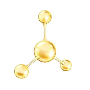 Golden collagen molecule from spheres vector illustration Stock Illustration