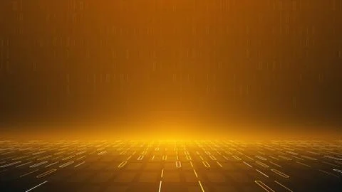Golden color binary code vector background,abstract perspective virtual cyber Stock Illustration