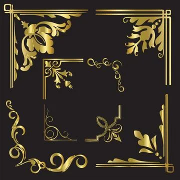 Golden color Book Side Corner Vector Patterns Vector Stock Illustration