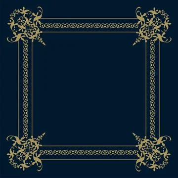Golden color frame border vector. Stock Illustration