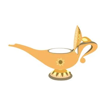 Golden color magic lamp vector design illustration on a white background Stock Illustration