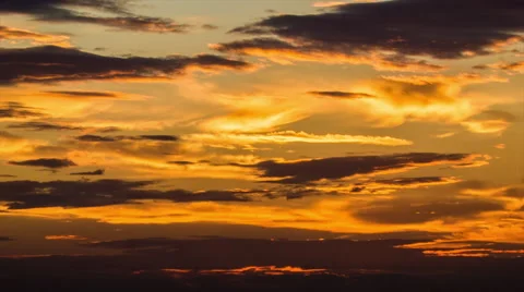 Golden Colored Cirrus Clouds in Motion Stock Footage 41244262