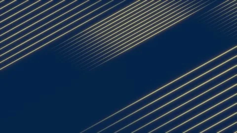 Golden colored glowing parallel lines over simple Royal blue background Stock Footage 307669817