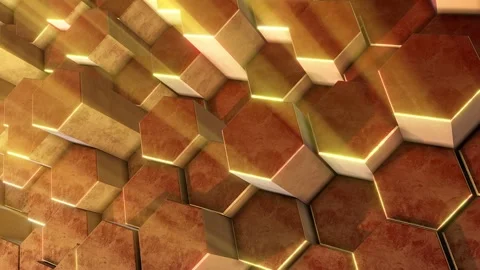 Golden Column Hexagons Background Video stock 262629745