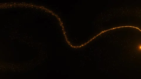 Golden comet trail background swirling particle paths, space, and glowing moving Stock Footage 340417588