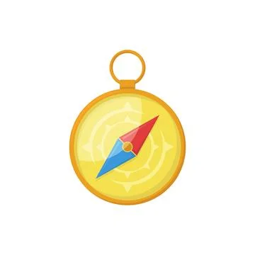 Golden compass points north in flat style Stock Illustration
