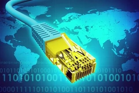 Golden computer cable Illustrazione stock
