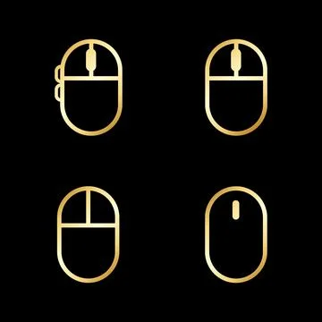 Golden Computer Mouse Icon Vector Illustration Stock Illustration