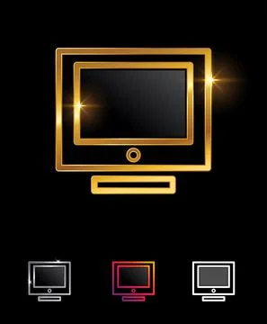 Golden Computer Vector Sign Stock Illustration