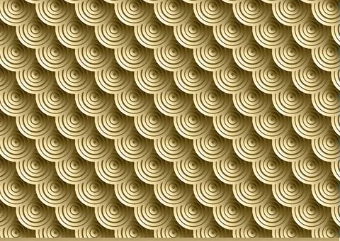 Golden Concentric Circle Scale Pattern Seamless Abstract Geometric Backgrou.. 스톡 일러스트