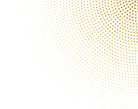 Golden concentric halftone dot pattern radiating from corner, vector Stock Illustration