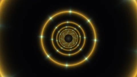 Golden Concentric Ring Tunnel Seamless Loop Video stock 342732815