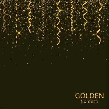 Golden confetti background Stock Illustration
