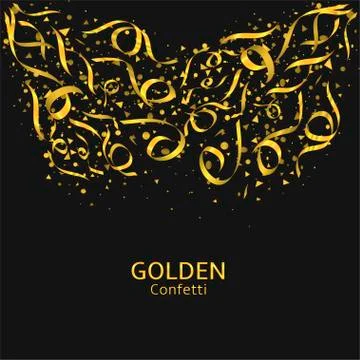 Golden confetti background Stock Illustration