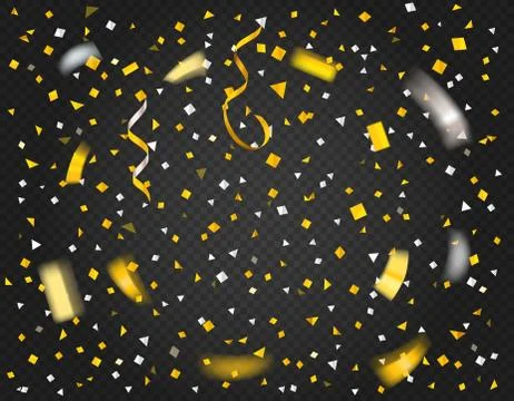 Golden confetti on dark background. Vector illustration Stock Illustration