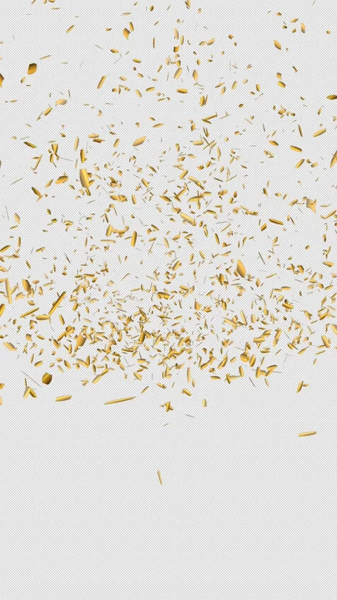 Golden confetti explodes from the bottom on transparent screen. Stock Footage 311262202