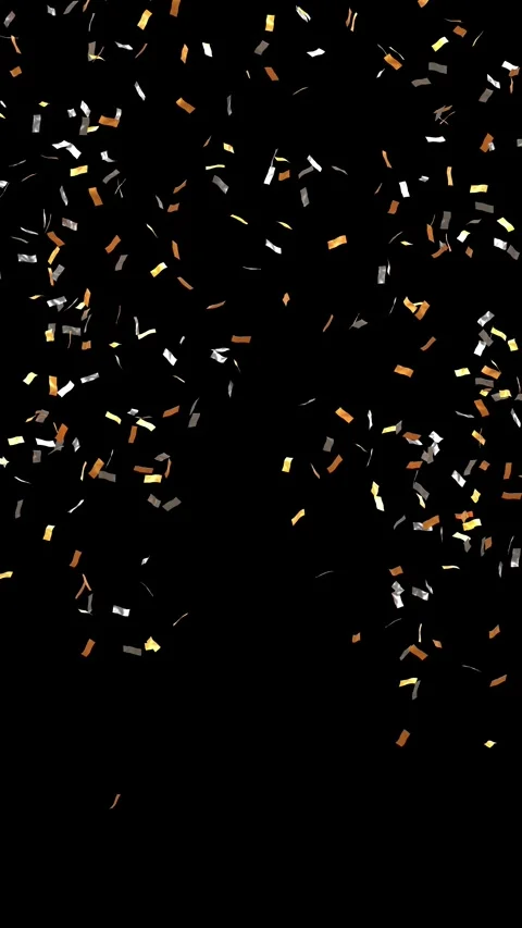 Golden confetti explosion, vertical format - 3D rendering Video stock 320157111