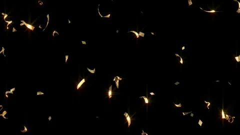 Golden confetti falling against black background Stock-Footage 337534005