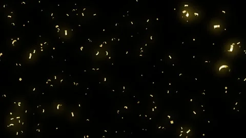 Golden confetti falling against a dark background creating a festive and Stock Footage 338369092
