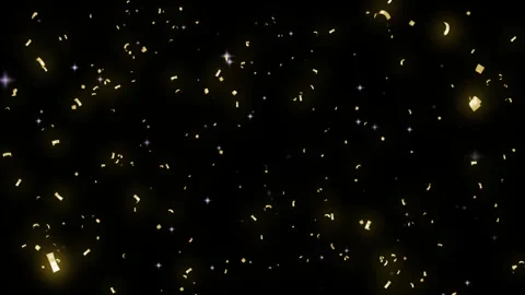 Golden confetti falling on black background. Festive celebration background Video stock 339646322
