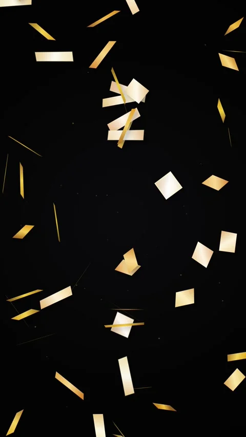 Golden Confetti Falling on Black Background - Celebration &amp; Party Elements Stock Footage 347695801