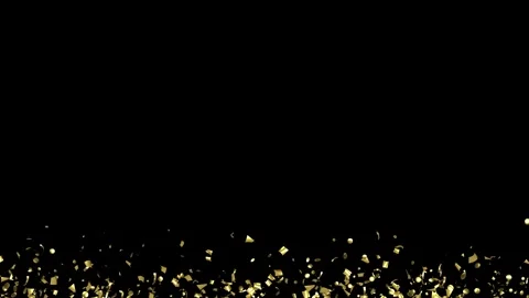 Golden confetti falling on the black, blue screen With Matte Channel Stock Footage 279875592