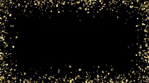 Golden confetti falling on the black, blue screen With Matte Channel Stock Footage 279875634