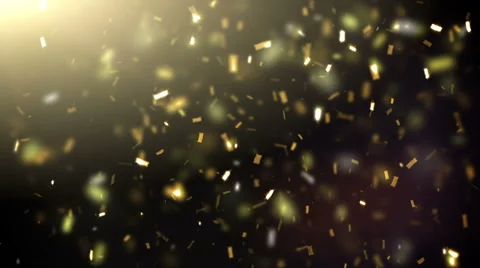 Golden confetti falling down Stock Footage