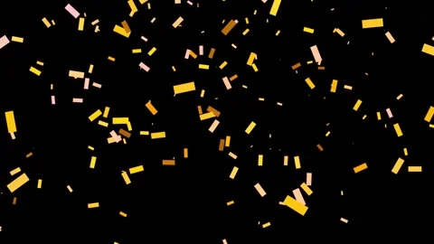 Golden confetti falling down isolated on black screen for celebration Stock Footage 327499619