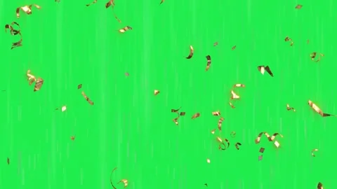 Golden confetti falling down over a green screen background for celebration Stock-Footage 338179385