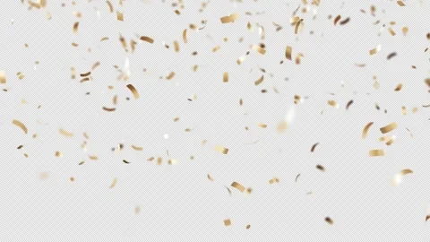 Golden confetti falling gracefully against transparent background Stock Footage 310092698