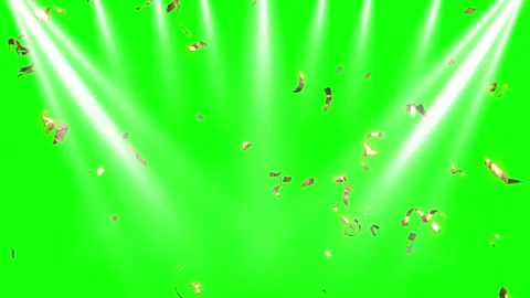 Golden confetti falling on green screen Video stock 341376867