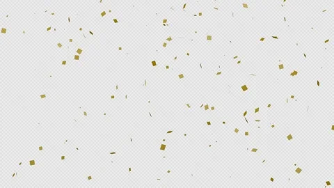 Golden confetti falling from top to bottom screen on transparent background Stockbeeldmateriaal 330052152