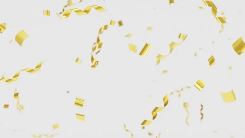 Golden confetti falling on white background Stock Footage 247187677