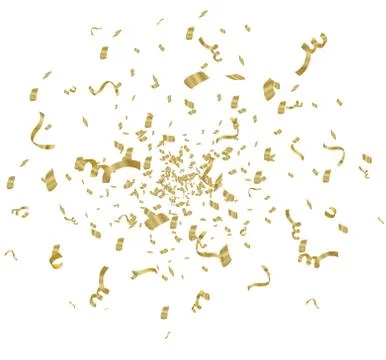 Golden confetti, isolated on cellular background. Festive vector illustration Stock Illustration
