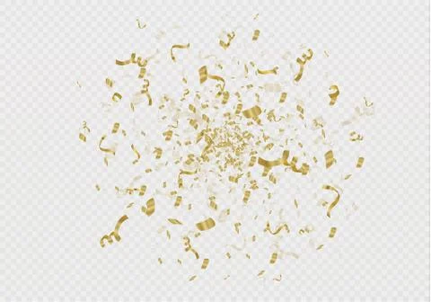 Golden confetti, isolated on cellular background. Festive vector illustration Stock Illustration