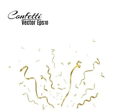 Golden confetti, isolated on cellular background. Festive vector illustration Stock Illustration