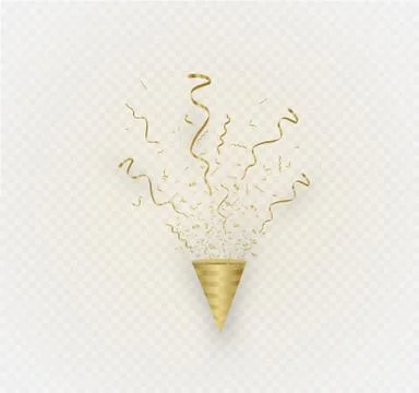 Golden confetti, isolated on cellular background. Festive vector illustration Stock Illustration