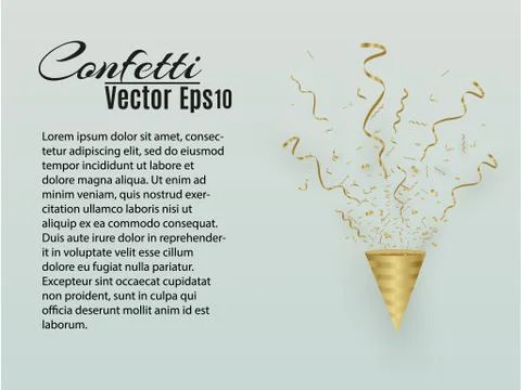 Golden confetti, isolated on cellular background. Festive vector illustration Stock Illustration