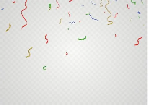 Golden confetti, isolated on cellular background. Festive vector illustration Stock Illustration