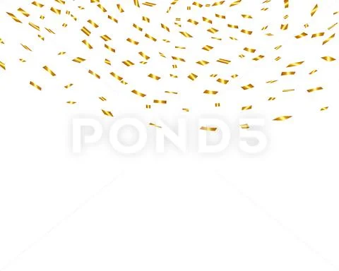 Golden confetti isolated. Festive background. Vector illustration. Falling shiny Stock Illustration