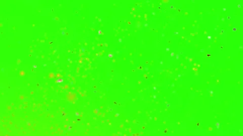 Golden Confetti Particles Falling Downwards Against a Bright Green Screen Stock-Footage 338436398