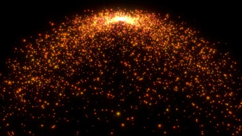 Golden confetti particles float in the light Video stock 253326524