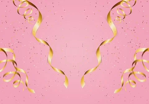 Golden confetti on pink background. Vector illustration. イラスト素材