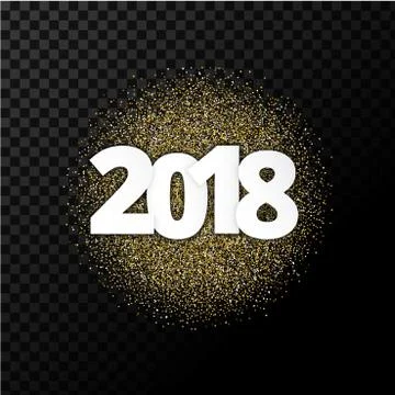 Golden confetti with text 2018 on transparency background 库存插图