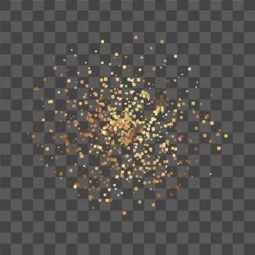 Golden confetti on transparent background. Vector. Stock Illustration