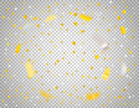 Golden confetti on transparent background. Vector illustration Stock-Illustration