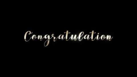 Golden congratulation script text with soft glow on black background Stock Footage 317222714