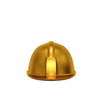 Golden constructing helmet front view Stock Illustration