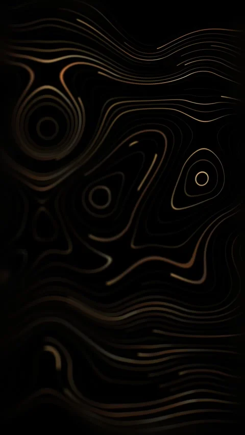Golden contour light waves on deep black background. Flowing metallic lines.. Stock Footage 327728943